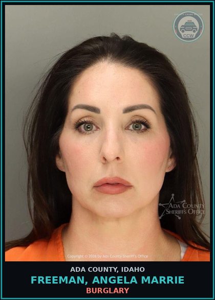 CCW arrest card for Freeman, Angela Marrie in Ada County: Burglary