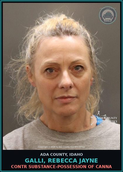 CCW arrest card for Galli, Rebecca Jayne in Ada County: contr substance-Possession of Canna