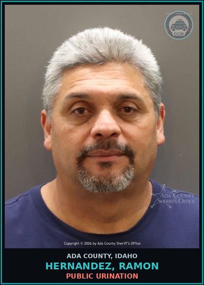 CCW arrest card for Hernandez, Ramon in Ada County: Public Urination
