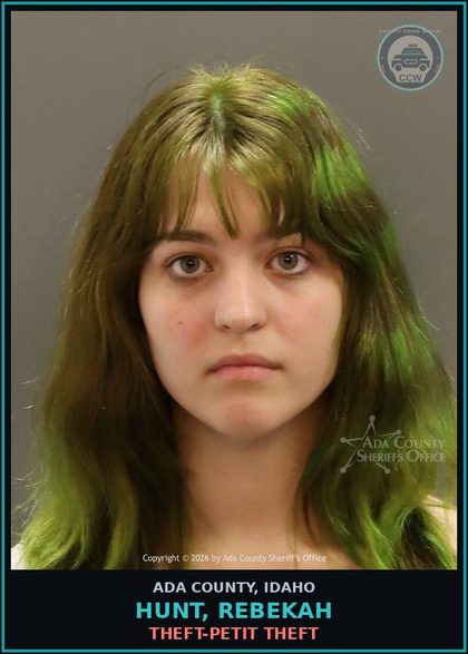 CCW arrest card for Hunt, Rebekah in Ada County: Theft-Petit Theft