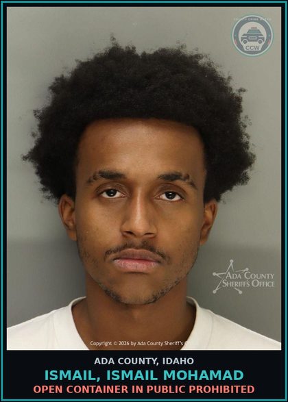 CCW arrest card for Ismail, Ismail Mohamad in Ada County: Open Container in Public Prohibited