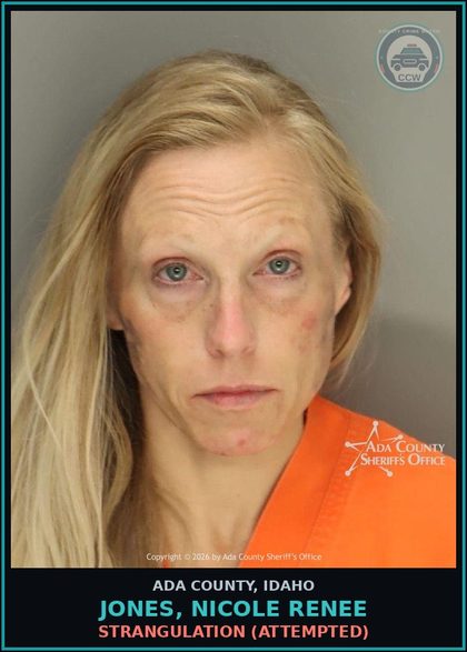 CCW arrest card for Jones, Nicole Renee in Ada County: Strangulation (Attempted)