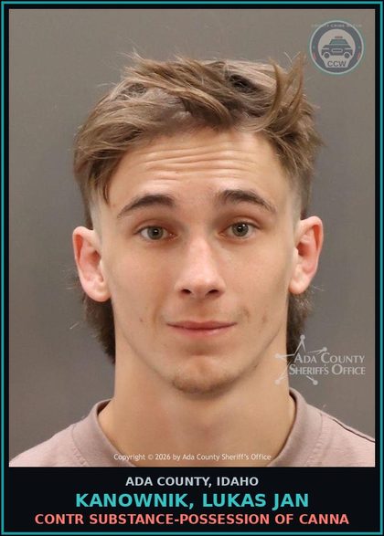 CCW arrest card for Kanownik, Lukas Jan in Ada County: Driving Under the Influence