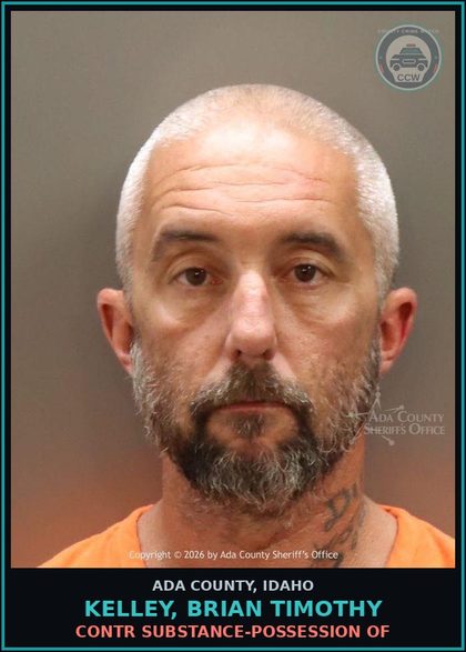 CCW arrest card for Kelley, Brian Timothy in Ada County: contr substance-Possession of