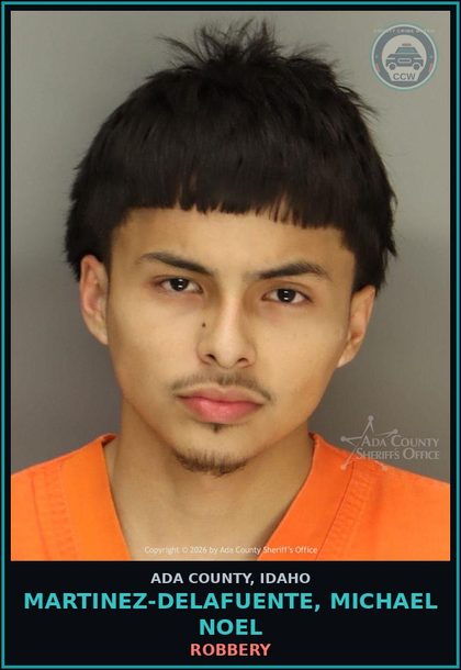 CCW arrest card for Martinez-Delafuente, Michael Noel in Ada County, Idaho: Robbery