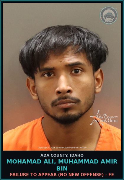 CCW arrest card for Mohamad ali, Muhammad amir Bin in Ada County: Failure to Appear (No New Offense) - FE