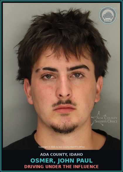 CCW arrest card for Osmer, John Paul in Ada County: Driving Under the Influence