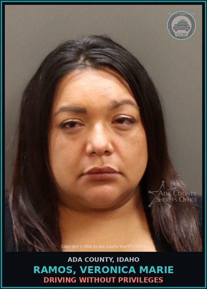 CCW arrest card for Ramos, Veronica Marie in Ada County: Driving Without Privileges