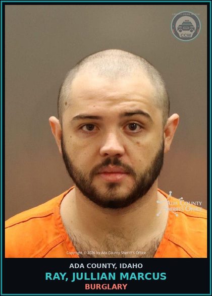 CCW arrest card for Ray, Jullian Marcus in Ada County: Burglary