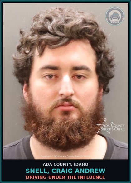 CCW arrest card for Snell, Craig Andrew in Ada County: Driving Under the Influence