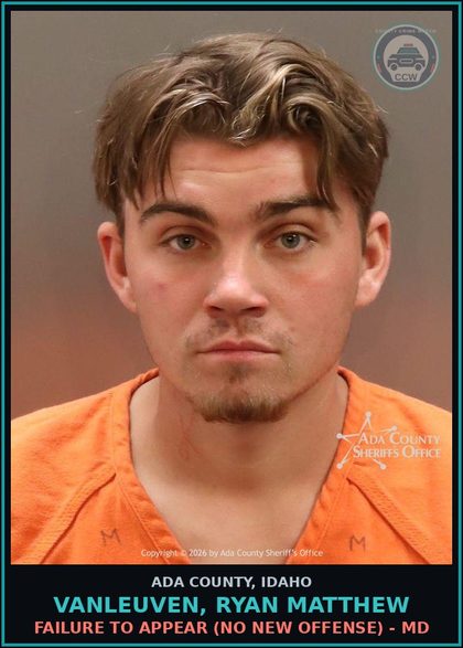 CCW arrest card for Vanleuven, Ryan Matthew in Ada County: Failure to Appear (No New Offense) - MD