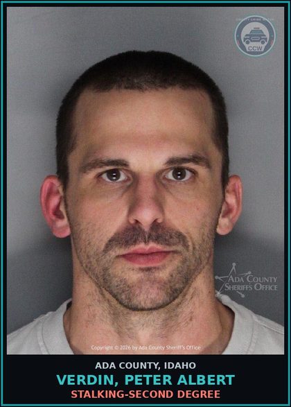 CCW arrest card for Verdin, Peter Albert in Ada County: Stalking-Second Degree