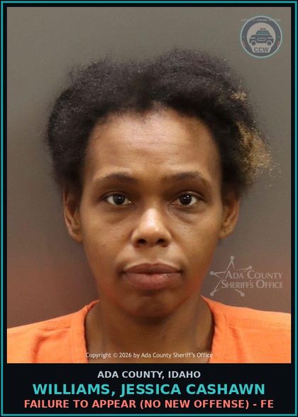 CCW arrest card for Williams, Jessica Cashawn in Ada County: Failure to Appear (No New Offense) - FE