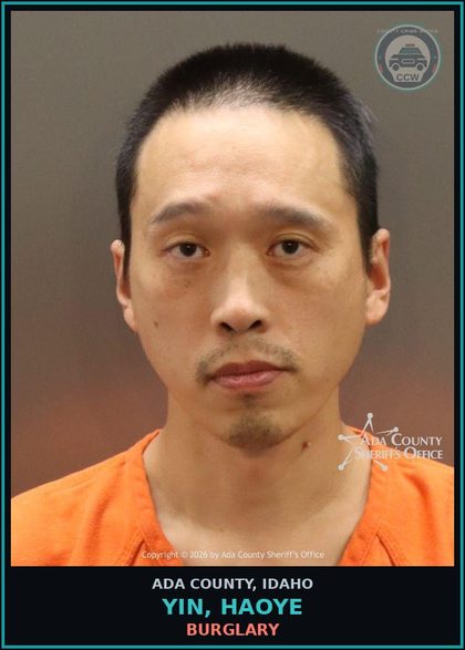 CCW arrest card for Yin, Haoye in Ada County: Burglary