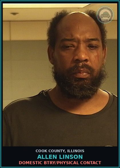 CCW arrest card for Allen Linson in Cook County: DOMESTIC BTRY/PHYSICAL CONTACT