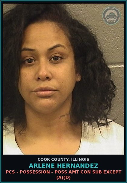 CCW arrest card for Arlene Hernandez in Cook County: ARMED VIOLENCE/CATEGORY I
