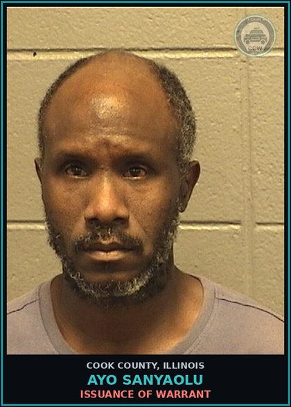 CCW arrest card for Ayo Sanyaolu in Cook County: ISSUANCE OF WARRANT