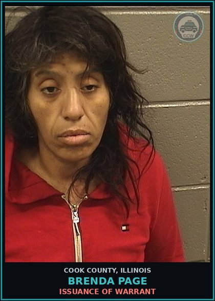 CCW arrest card for Brenda Page in Cook County: ISSUANCE OF WARRANT