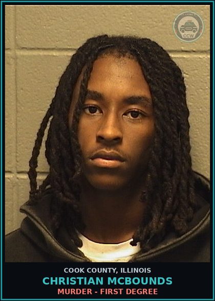 CCW arrest card for Christian McBounds in Cook County: MURDER - FIRST DEGREE