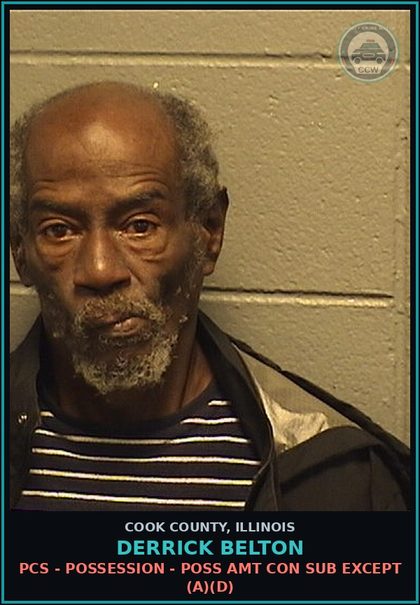 CCW arrest card for Derrick Belton in Cook County: PCS - POSSESSION - POSS AMT CON SUB EXCEPT (A)(D)