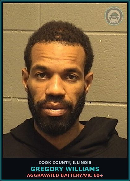 CCW arrest card for GREGORY WILLIAMS in Cook County: AGGRAVATED BATTERY/VICTIM 60+