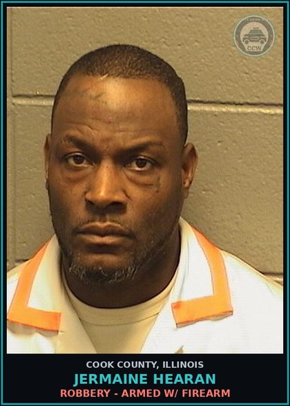 CCW arrest card for JERMAINE HEARAN in Cook County: ROBBERY - ARMED W/ FIREARM
