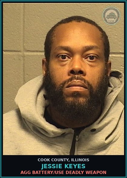 CCW arrest card for Jessie Keyes in Cook County: AGGR DISCHARGE FIREARM - OCCUPIED VEHICLE