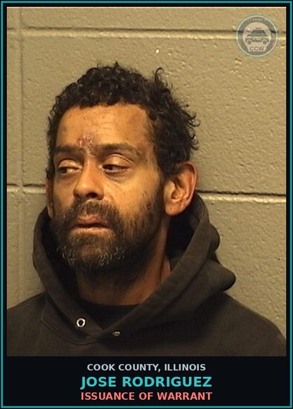 CCW arrest card for Jose Rodriguez in Cook County: ISSUANCE OF WARRANT