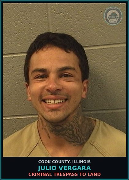 CCW arrest card for Julio Vergara in Cook County: CRIM DAMAGE TO PROPERTY <$500