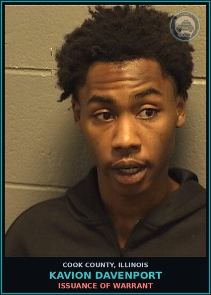 CCW arrest card for Kavion Davenport in Cook County: ISSUANCE OF WARRANT