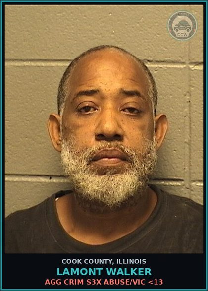 CCW arrest card for Lamont Walker in Cook County: AGG CRIM s3x ABUSE/VICTIM <13