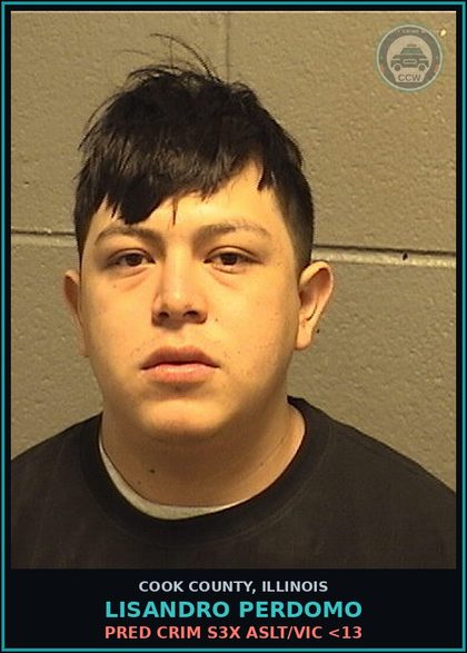 CCW arrest card for LISANDRO PERDOMO in Cook County: PRED CRIM s3x ASLT/VICTIM <13