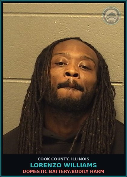 CCW arrest card for Lorenzo Williams in Cook County: DOMESTIC BATTERY/BODILY HARM