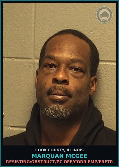 CCW arrest card for Marquan McGee in Cook County: IVC - AGG FLEEING/2+ CON DEVICES