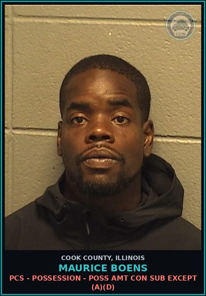 CCW arrest card for Maurice Boens in Cook County: VIOLATE ORDER PROTECTION