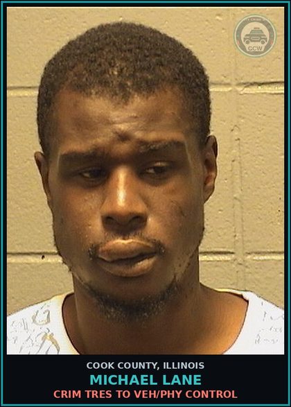 CCW arrest card for MICHAEL LANE in Cook County: CRIM TRES TO VEH/PHY CONTROL
