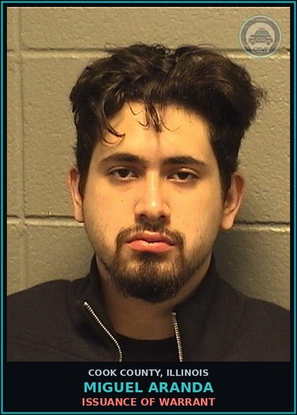 CCW arrest card for MIGUEL ARANDA in Cook County: ISSUANCE OF WARRANT