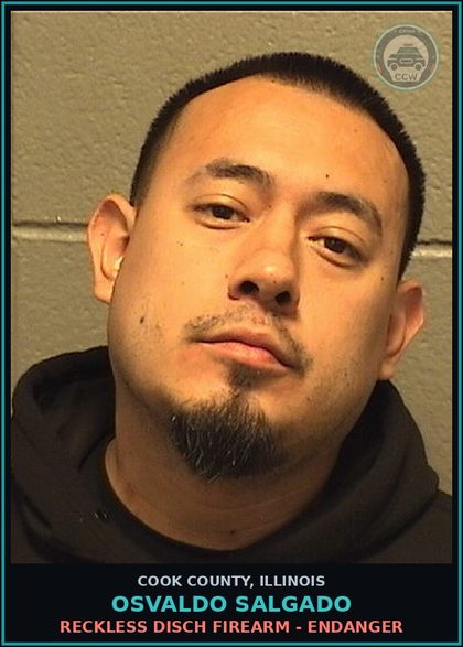 CCW arrest card for Osvaldo Salgado in Cook County: RECKLESS DISCH FIREARM - ENDANGER