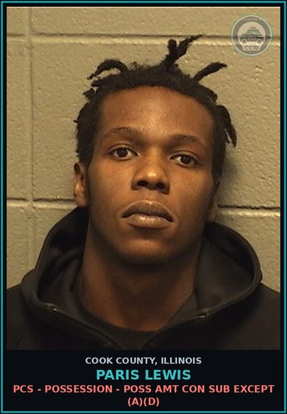 CCW arrest card for Paris Lewis in Cook County: AGG UPW/PERS/LOADED/FCCA/FOID