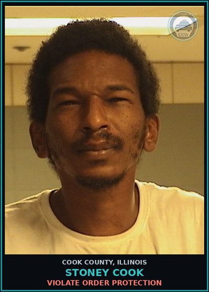 CCW arrest card for Stoney Cook in Cook County: VIOLATE ORDER PROTECTION