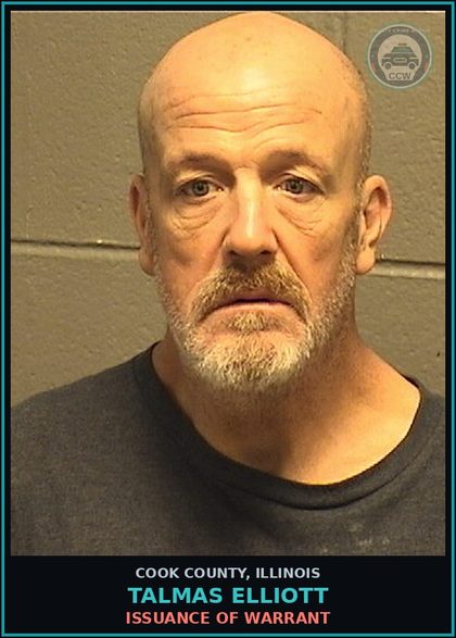 CCW arrest card for Talmas Elliott in Cook County: ISSUANCE OF WARRANT