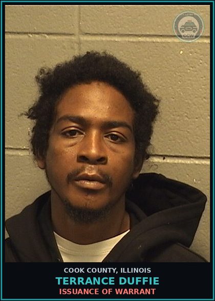 CCW arrest card for Terrance Duffie in Cook County: ISSUANCE OF WARRANT