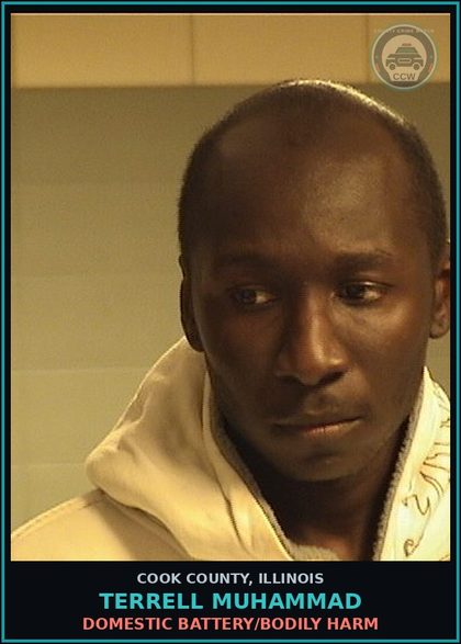 CCW arrest card for TERRELL MUHAMMAD in Cook County: DOMESTIC BATTERY/BODILY HARM