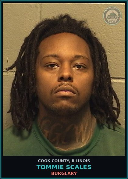 CCW arrest card for Tommie Scales in Cook County: BURGLARY