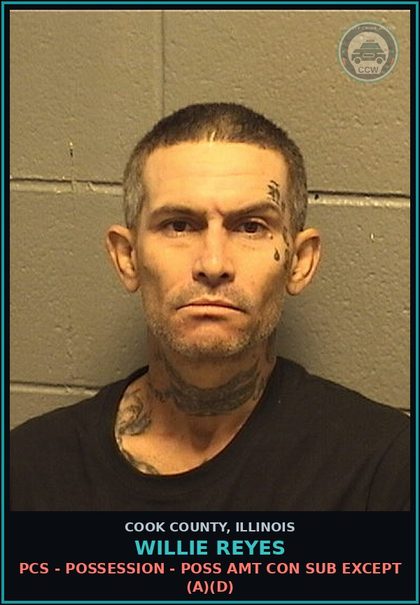CCW arrest card for Willie ReyeS in Cook County: PCS - POSSESSION - POSS AMT CON SUB EXCEPT (A)(D)