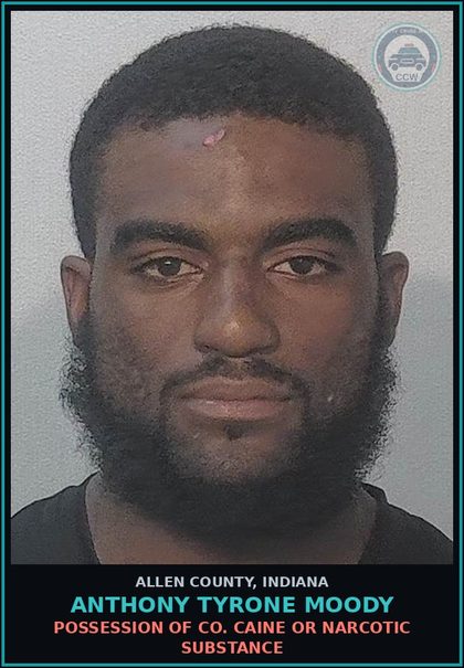 CCW arrest card for Anthony Tyrone Moody in Allen County: PROBATION VIOL-ADULT