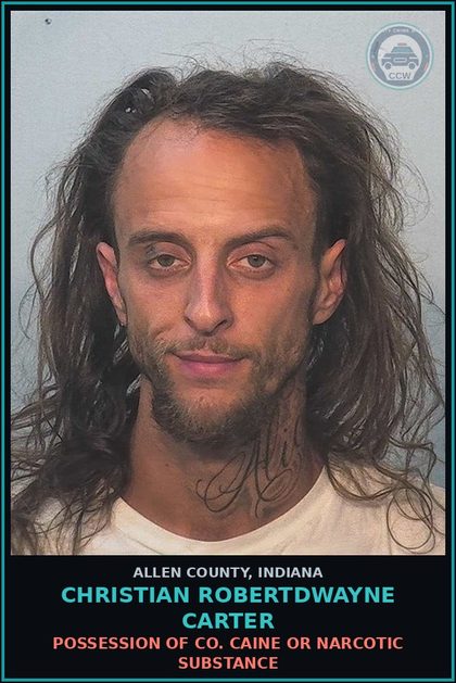 CCW arrest card for Christian Robertdwayne Carter in Allen County: PROBATION VIOL-ADULT