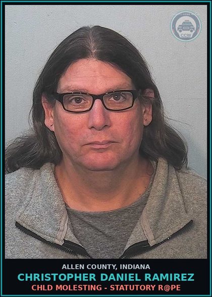 CCW arrest card for Christopher Daniel Ramirez in Allen County: chld MOLESTING - STATUTORY r@pe