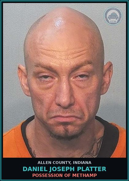 CCW arrest card for Daniel Joseph Platter in Allen County: PAROLE REVOCATION