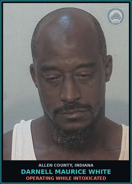 CCW arrest card for Darnell Maurice White in Allen County: OPERATING WHILE INTOXICATED